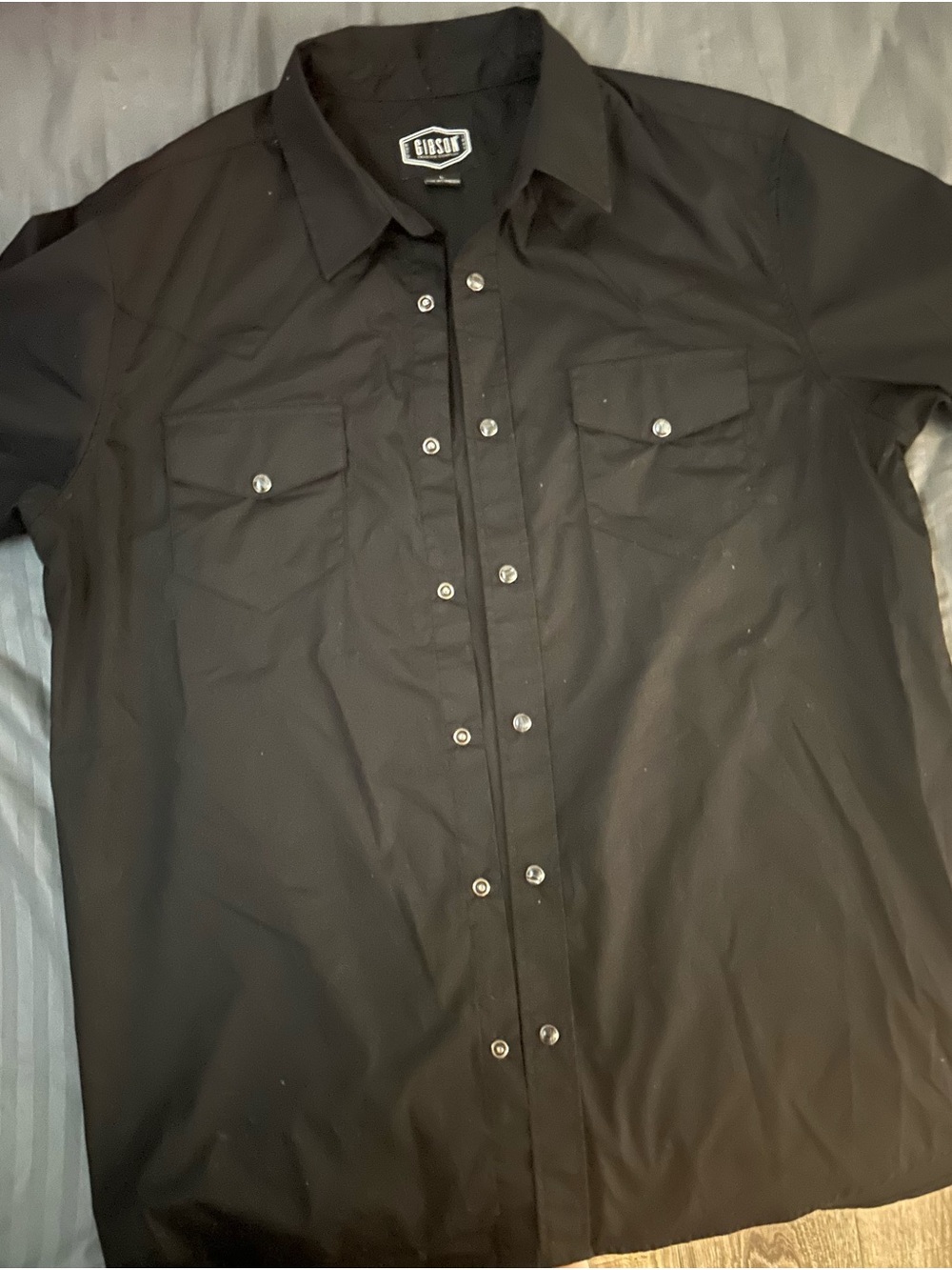 Gibson Black Men's Button-Front Work Shirt with Chest Pockets